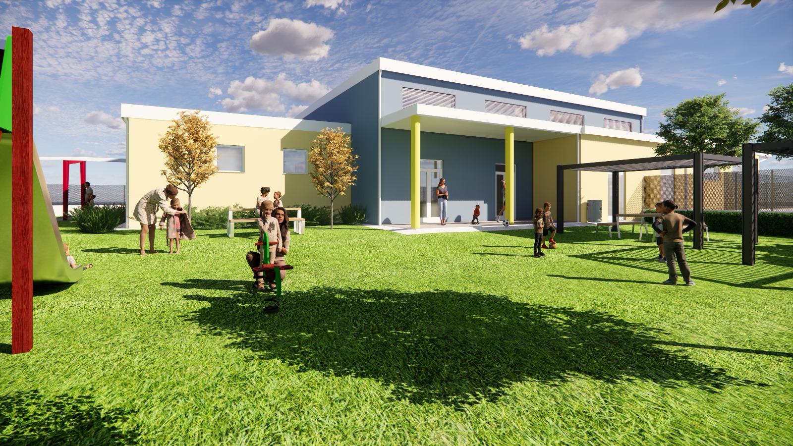 L’idea di progetto è quello di proporre un'architettura integrata nel paesaggio attraverso la pulizia compositiva delle forme, dei materiali, di facile gestione manutenzione. La struttura nasce dalla scomposizione di un volume semplice, in base alla destinazione d’uso, in tre blocchi slittati ma continui. Per la scelta dei materiali interni si è fatto riferimento a materie e prodotti naturali, riciclati e riciclabili, a basso impatto ambientale e a filiera breve.